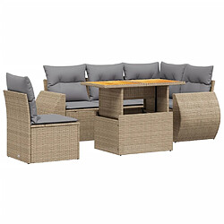 vidaXL Salon de jardin avec coussins 6 pcs beige résine tressée