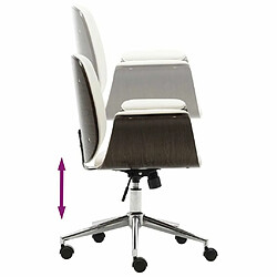 Maison Chic Chaise Gaming | Chaise de bureau Ergonomique Fauteuil Blanc Bois courbé et similicuir -GKD62588 pas cher