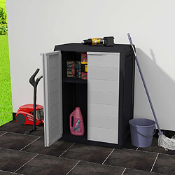 vidaXL Armoire de rangement de jardin avec 1 étagère Noir et gris