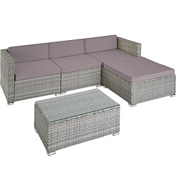 Tectake Canapé de jardin FLORENCE 4 places - gris clair/gris foncé