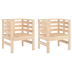 Maison Chic Lot de 2 Chaises de jardin,Fauteuil d'extérieur 61,5x53x71 cm bois de pin massif -MN33217