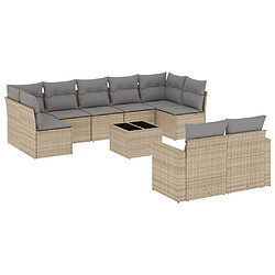 Maison Chic Salon de jardin avec coussins 10 pcs | Ensemble de Table et chaises | Mobilier d'Extérieur beige résine tressée -GKD49263