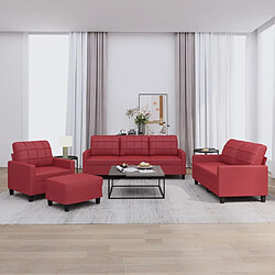 vidaXL Ensemble de canapés 4 pcs et coussins Rouge bordeaux Similicuir