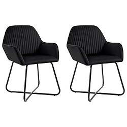 Decoshop26 Lot de 2 chaises de salle à manger cuisine design moderne velours noir CDS020898 