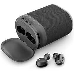 Ledwood Enceinte Bluetooth Nomade 2 en 1 5W avec Ecouteurs Intra-Auriculaires Intégrés Noir 