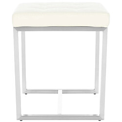 Avis Decoshop26 Tabouret bas repose-pieds pouf x1 forme carrée en PVC crème et acier inoxydable 10_0005506