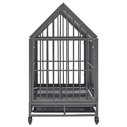 Avis vidaXL Cage pour chien avec roues et toit Acier 92x62x106 cm