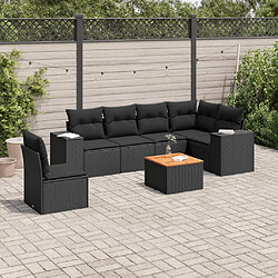 Maison Chic Salon de jardin 7 pcs avec coussins | Ensemble de Table et chaises | Mobilier d'Extérieur noir résine tressée -GKD23812