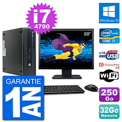 PC HP 800 G1 Ecran 22" Core i7-4790 RAM 32Go Disque 250Go Windows 10 Wifi · Occasion 