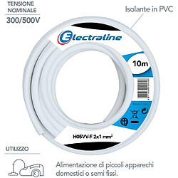 Electraline 11421 Couronne de Cable H05 VV-F 2X1 10M Blanc