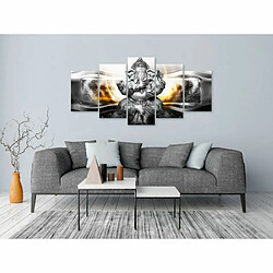 Paris Prix Tableau 5 Panneaux Buddha Style Silver Wide 100 x 200 cm