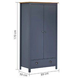 vidaXL Garde-robe à 2 portes Hill Gris 89x50x170cm Bois de pin solide pas cher