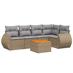 vidaXL Salon de jardin avec coussins 6 pcs beige résine tressée