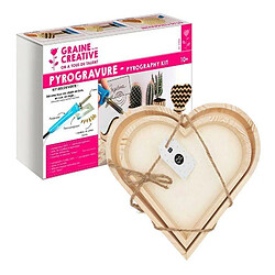 Graines Creatives Coffret pyrogravure + 2 plateaux bois cœur à décorer