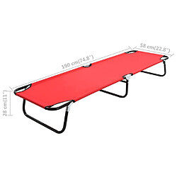 vidaXL Chaise longue pliable Rouge Acier pas cher