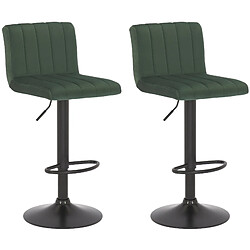 Decoshop26 Lot de 2 tabourets de bar pivotant hauteur réglable assise surpiqué en velours vert et métal noir 10_0004228 