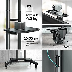 ONKRON Support TV Roulettes pour 40" - 70" TV, Ecran Mobile sur Pied Poids jusqu’à 45,5 kg - Meuble TV sur Roulettes VESA 100x100 - 600x400/Chariot TV à Roulettes Hauteur Réglable TS1551-B Noir pas cher