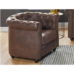 Vente-Unique Lot de 2 Fauteuils CHESTERFIELD en microfibre aspect cuir vieilli