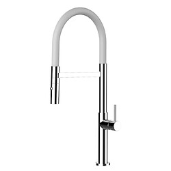 VIZIO Robinet de cuisine chromé bec orientable, douche 2 jets détachable - haut 48cm 