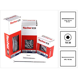 Fischer Power-Fast II FPF II Vis à bois aggloméré 6,0x200 mm, 100 pcs., tête fraisée, empreinte Torx, filetage partiel, zingué et passivé bleu ( 670466 )