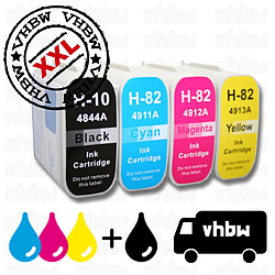 vhbw 4x cartouche d'encre compatible lot pour HP 10, 82