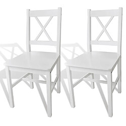 Maison Chic Lot de 2 Chaises à manger,Chaise pour cuisine,Solide Structure blanc bois de pin -MN58038