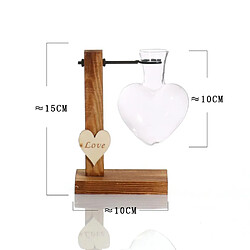 5 Pièces Amour Coeur Vase De Fleur De Verre De Table W / Décor De Support En Bois élégant