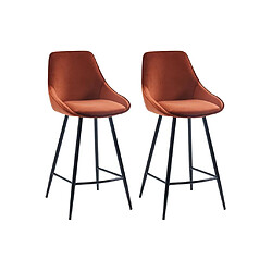 Vente-Unique Lot de 2 tabourets de bar - Velours - Terracotta - MASURIE