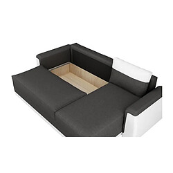 JAMES Canape dangle convertible 3 places + Coffre de rangement - Simili blanc et tissu gris anthracite - L 230 x P 142 cm pas cher