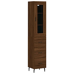 vidaXL Buffet haut Chêne marron 34,5x34x180 cm Bois d'ingénierie