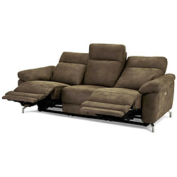 Avis FURNHOUSE Canapé relax 3 places en tissu marron