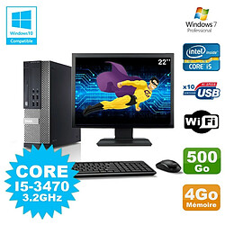 Lot PC Dell 7010 SFF Core I5-3470 3.2GHz 4Go 500Go DVD Wifi W7 + Ecran 22 · Occasion 