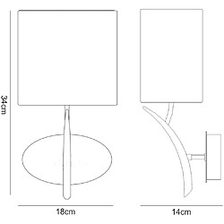 Luminaire Center Applique murale Eve avec interrupteur 1 Ampoule E27, chrome poli avec Abat jour blanc ovale