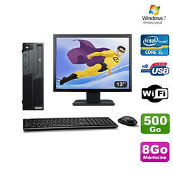 PC Lenovo M90P 5864 Core i5-650 3.2GHz 8Go 500Go Graveur WIFI W7 + Ecran 19"""" - Occasion