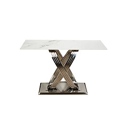 Table Romimex Blanc Argenté Acier inoxydable Marbre synthétique 180 x 75 x 90 cm 