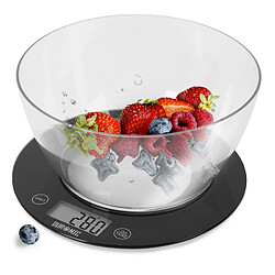 Duronic KS7000 Balance de Cuisine en Verre | Capacité de 10 kg | Bol de 2L Inclus | Affichage numérique | Fonction d'ajout de Poids | Précision à 1 g | Idéale pour Faire des gâteaux et de la pâtisserie