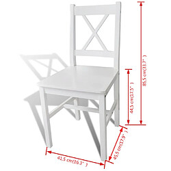 Decoshop26 Lot de 2 chaises de salle à manger cuisine design classique bois de pin blanc CDS020166 pas cher