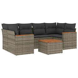 vidaXL Salon de jardin avec coussins 7 pcs gris résine tressée