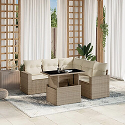 vidaXL Salon de jardin avec coussins 6 pcs beige résine tressée