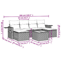 Acheter vidaXL Salon de jardin avec coussins 7 pcs gris résine tressée