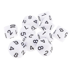 10pcs 10 Faces Dés D10 Dés Polyédriques Pour Les Jeux De Donjons Et Dragons Blanc