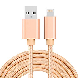 Wewoo Câble or pour iPhone X / 8 & 8 Plus / 7 & 7 Plus / 6 & 6s & 6 Plus & 6s Plus / iPad Tête de métal de style tissé de 3m 3A Lightning 8 broches vers le de données / chargeur d'USB, 