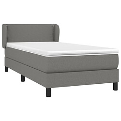 Avis Maison Chic Lit Adulte - Lit simple Lit à sommier tapissier et matelas moelleux - Meuble de Chambre - Gris foncé 90x190 cm Tissu -MN36464