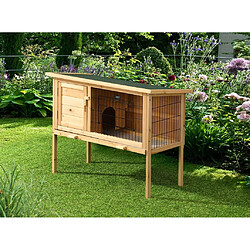 Vente-Unique Clapier en bois sur pieds pour lapins et rongeurs - L. 91 x P. 45 x H. 70 cm - Naturel - LAPIUS