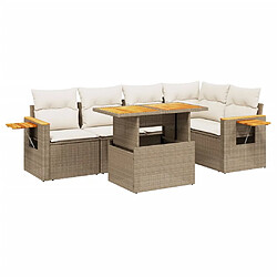 vidaXL Salon de jardin avec coussins 6 pcs beige résine tressée