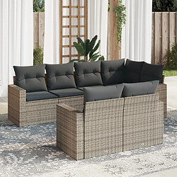 vidaXL Salon de jardin avec coussins 7 pcs gris résine tressée 