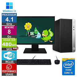 PC HP ProDesk 400 G5 MT i5-8500 4.10GHz 8Go/480Go SSD Wifi W11 + Ecran 19 - Reconditionné