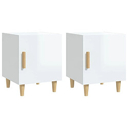 Maison Chic Lot de 2 Tables de chevet,Table de nuit,Table d'appoint pour salon Blanc brillant Bois d'ingénierie -MN68064