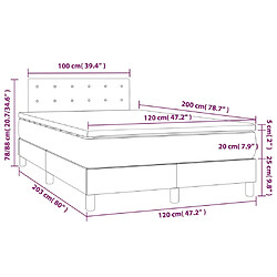 Acheter vidaXL Sommier à lattes de lit avec matelas et LED Gris 120x200 cm