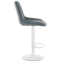 Decoshop26 Lot de 2 tabourets de bar réglable en hauteur pivotant à 360° assise en PVC gris couture verticale pied métal blanc 10_0004424